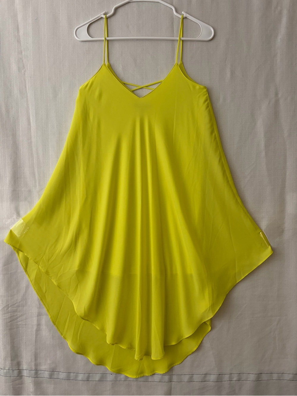 Evenuel Lime Green Crisscross Strap High Low Flowy Dress size S with Lining(E78)
